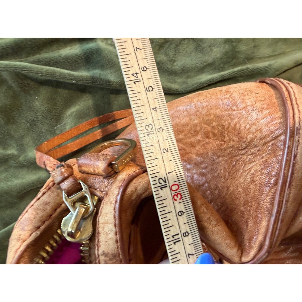 Botkier Satchel Bag Tan Pebbled Leather Gold Hardware Pink Lining Handbag - Picture 7 of 8